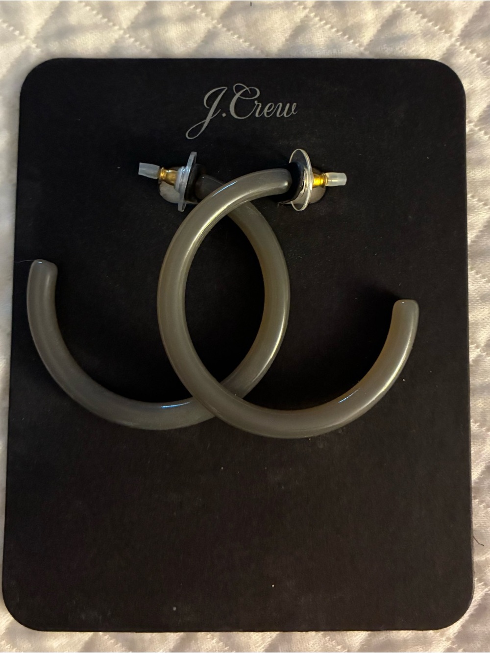 J. Crew Gray Resin Hoop Earrings
